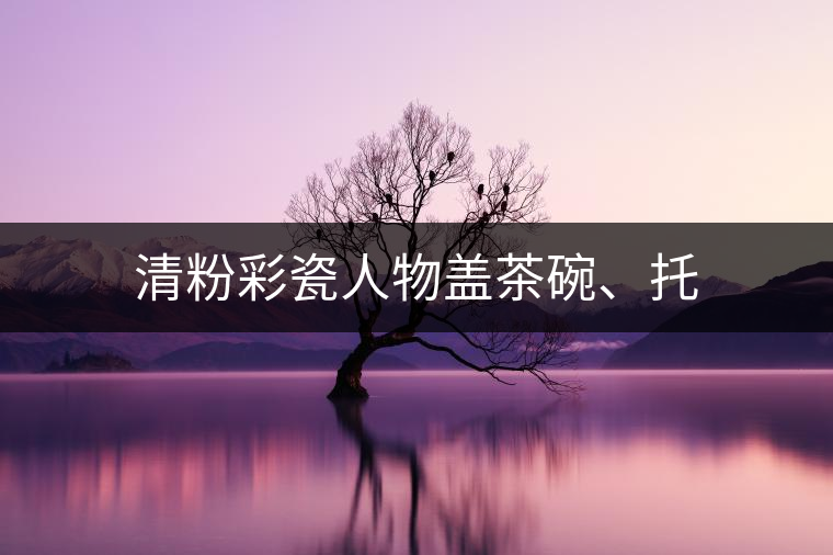 清粉彩瓷人物蓋茶碗、托