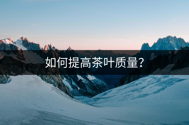 如何提高茶葉質(zhì)量？