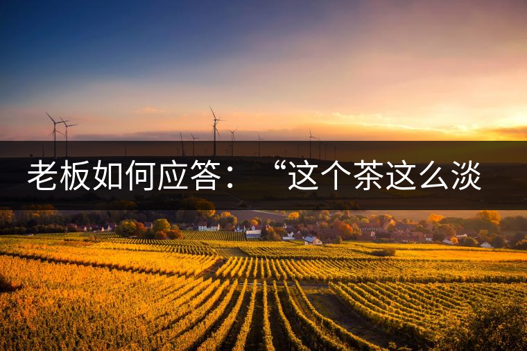 老板如何應(yīng)答：“這個(gè)茶這么淡，為什么值這個(gè)錢？”
