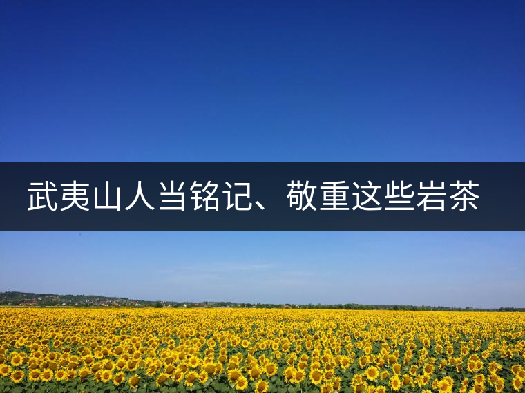 武夷山人當(dāng)銘記、敬重這些巖茶功臣