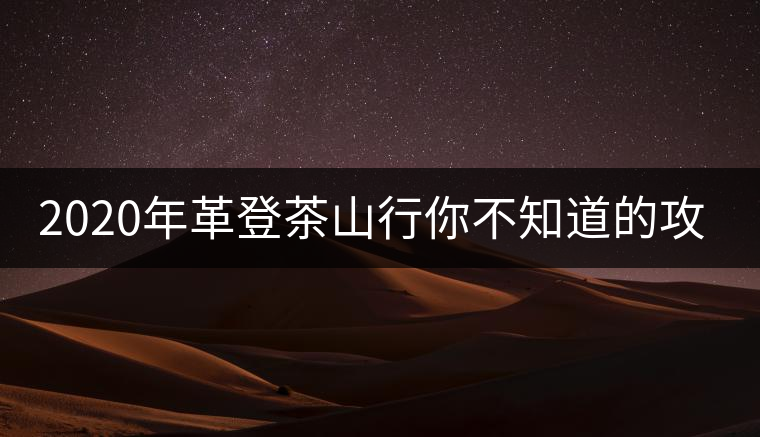 2020年革登茶山行你不知道的攻略