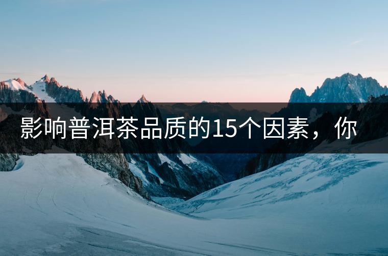 影響普洱茶品質(zhì)的15個因素，你知道幾個？