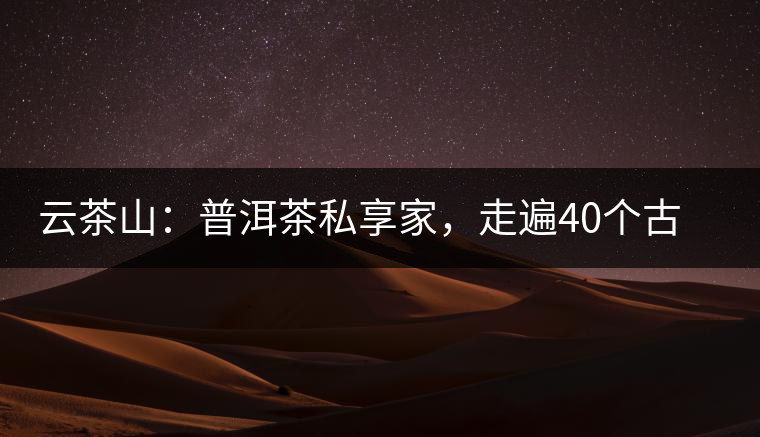 云茶山：普洱茶私享家，走遍40個古寨，24小時提供專家評分與產(chǎn)地茶農(nóng)一手報價