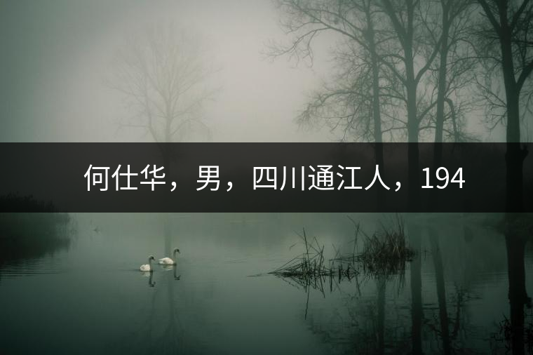 　　何仕華，男，四川通江人，1942年7月生，高級工程師、副研究員，曾任云南省高級工程師高評委委員，云南省老科協(xié)茶葉分會副會長，云南省普洱茶葉協(xié)會技術(shù)委員會副主任，云南省普洱茶研究中心研究員，獲覺農(nóng)勛章獎、老茶人貢獻(xiàn)獎，全國弘揚(yáng)茶文化突出貢獻(xiàn)獎。